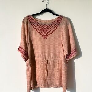 Anthropologie One September Euphemia Embroidered Peasant Top Size Small